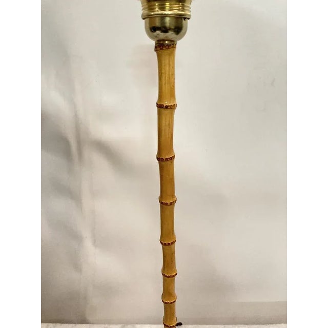 Bamboo Lamps in Leather by Jacques Adnet, 1950s For Sale - Image 4 of 7