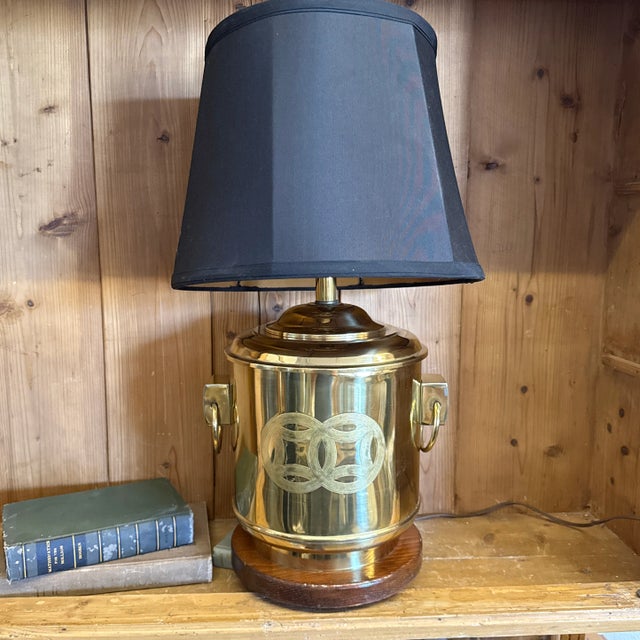 28” to top of finial . The canister body is 12” tall x 12” wide. In good condition with minor signs of wear from its age....