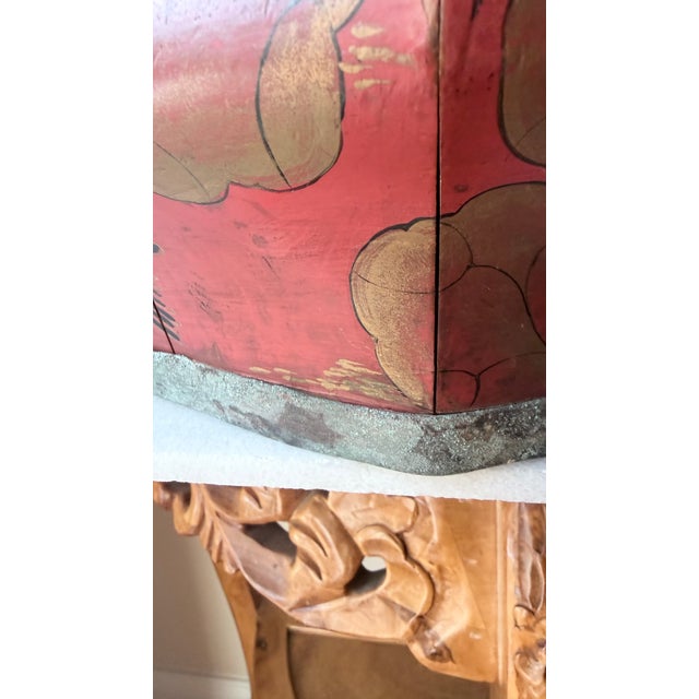Red Antique Chinese Red Wooden Wedding Bridal Box For Sale - Image 8 of 13