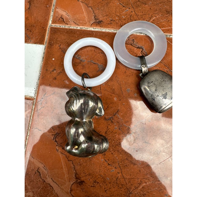 Pair of Vintage Silver Metal Baby Toys For Sale In Atlanta - Image 6 of 7