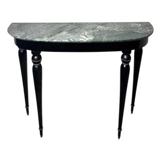 Italian Console Table 1950s in Ebonized Wood and Verde Alpi Marble For Sale