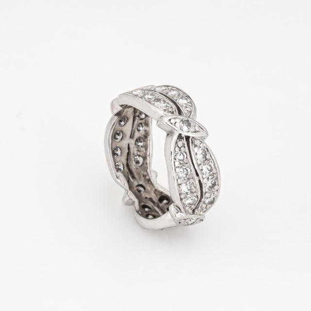 1950s Vintage Diamond Eternity Mid Century Platinum Band Bridal Wedding Ring Size 4.75 For Sale - Image 5 of 5