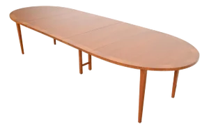 Directional Mid-Century Modern Cherry and Burl Wood Extension Dining Table, Newly Refinished