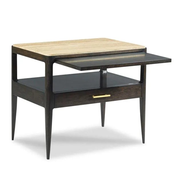 Transitional Mezzanote Bedside Table in Ebony For Sale - Image 3 of 4