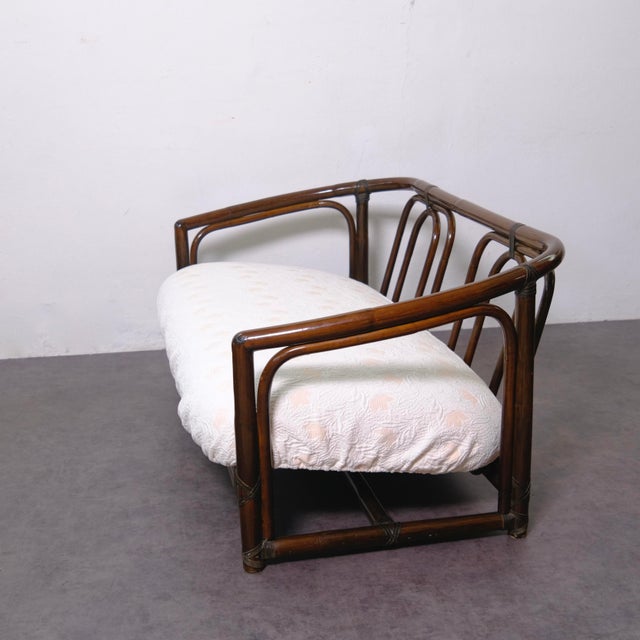 1950s Vintage Two-Seater Bamboo Sofa with Cushions, 1950s For Sale - Image 5 of 18