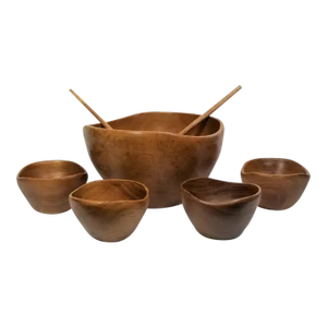 1960s Mid-Century Teak Bowl Set- 7 Pieces