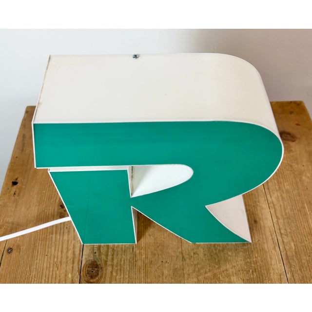 Vintage Green Illuminated Letter R, 1970s For Sale - Image 11 of 17