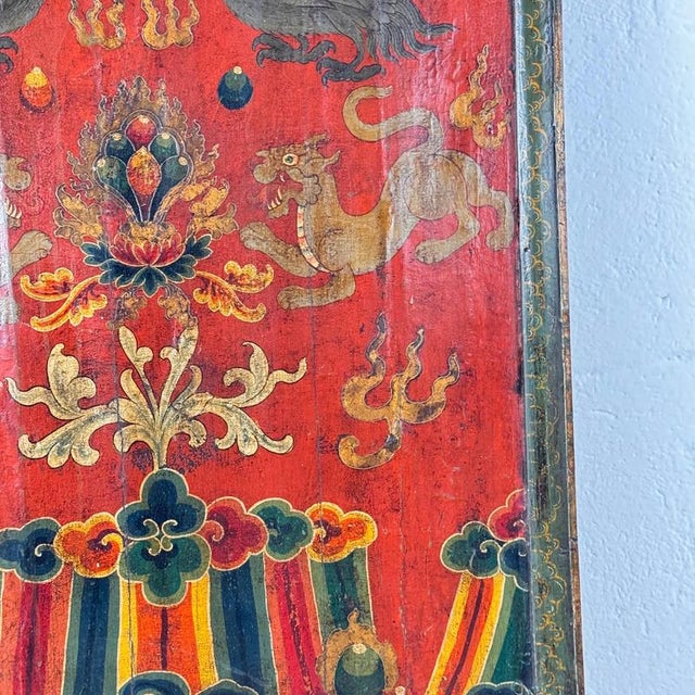 Tibetan Hand-Painted Monastery Door Panel, 1890s For Sale - Image 17 of 18