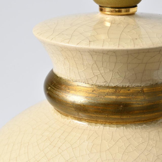 Cream Cream Crackle Glaze Table Lamp from Le Dauphin, 1990s For Sale - Image 8 of 9