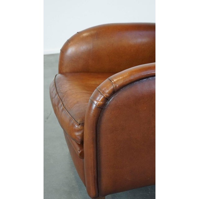 Cognac-Colored Sheep Leather Chair For Sale - Image 13 of 14