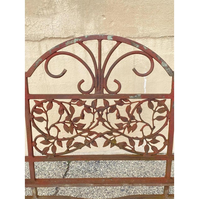 Art Nouveau Vintage French Art Nouveau Style Leafy Vine Cast Aluminum Garden Patio Bench For Sale - Image 3 of 10