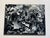 Black and white abstract modern painting acrylic on unstretched canvas , signed Connie.