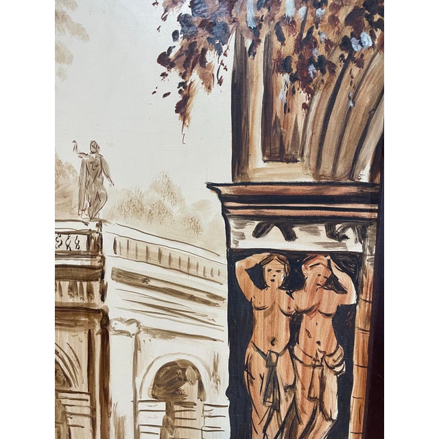 1960s Painted Paneled Screen of an Italian Scene For Sale - Image 4 of 7