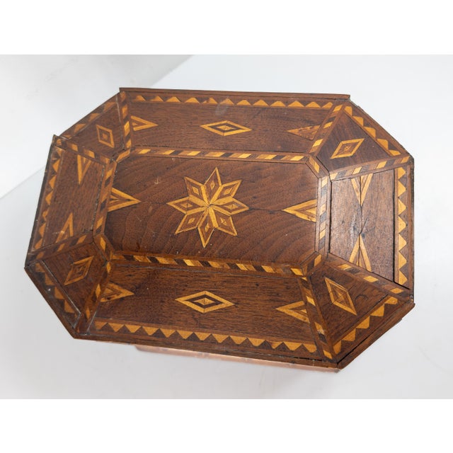 American 19th Century American Folk Tramp Art Parquetry Inlaid Jewelry Box For Sale - Image 3 of 13