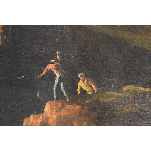 We can now offer this 17th/18th century landscape view of an Italian grotto with well articulated figures in the...