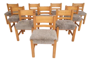 Pinewood Dining Chair in the style of Ate Van Apeldoorn, the Netherlands, 1970s, Set of 10