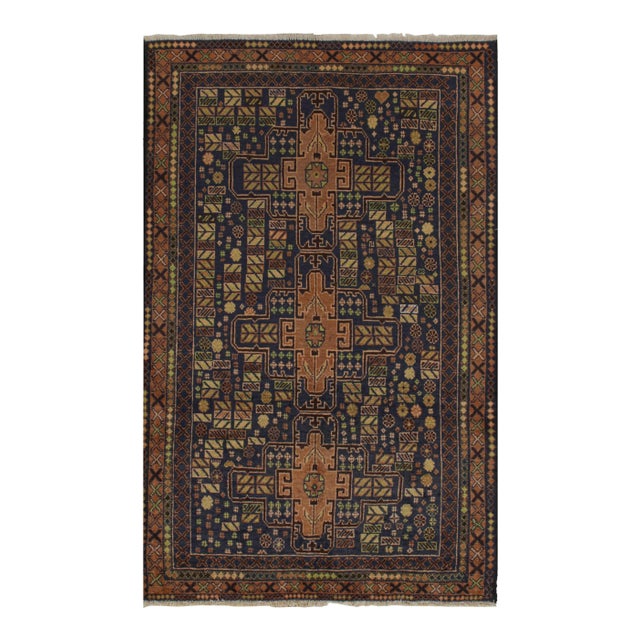 Brown 1950s Vintage Baluch Tribal Rug in Brown & Blue Patterns by Rug & Kilim For Sale - Image 8 of 8
