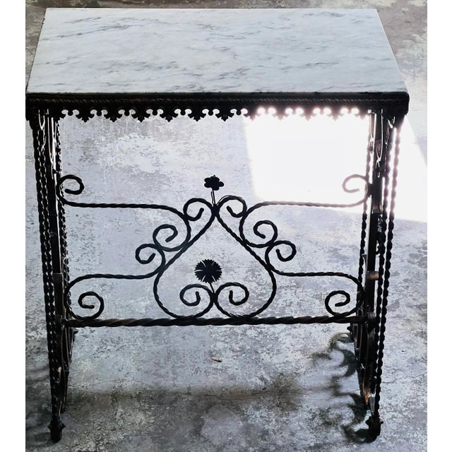 Antique Wrought Iron Marble Topped Table Chairish