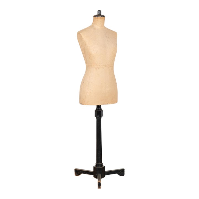 20th Century Mannequin Dressmakers Form on Black Stand For Sale
