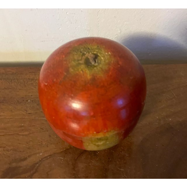 Antique early 20th century paint decorated carved wood apple box. Beautiful bright color. Measures 3 3/4" tall x 3 1/2"...