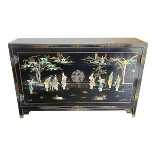Vintage Asian Hardstone Cabinet For Sale
