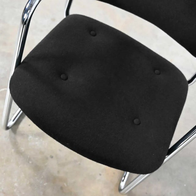 Vintage Modern Black & Chrome Cantilever Chair by United Chair Co Style of Steelcase For Sale - Image 9 of 13