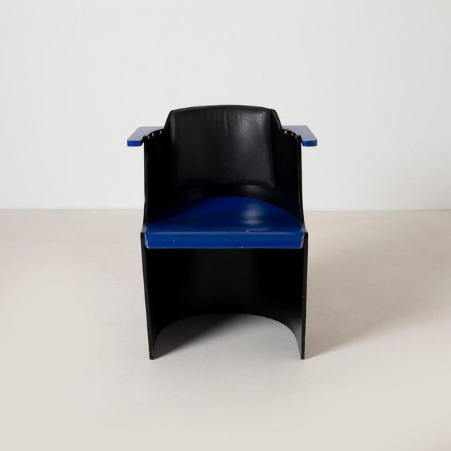 Bauhaus D61 Black and Blue Chair by El Lissitzky for Tecta, 1970s For Sale - Image 9 of 10