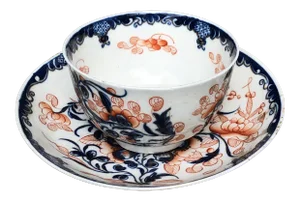 Antique Dr. Wall Worcester Tea Cup & Saucer Set- 2 Pieces