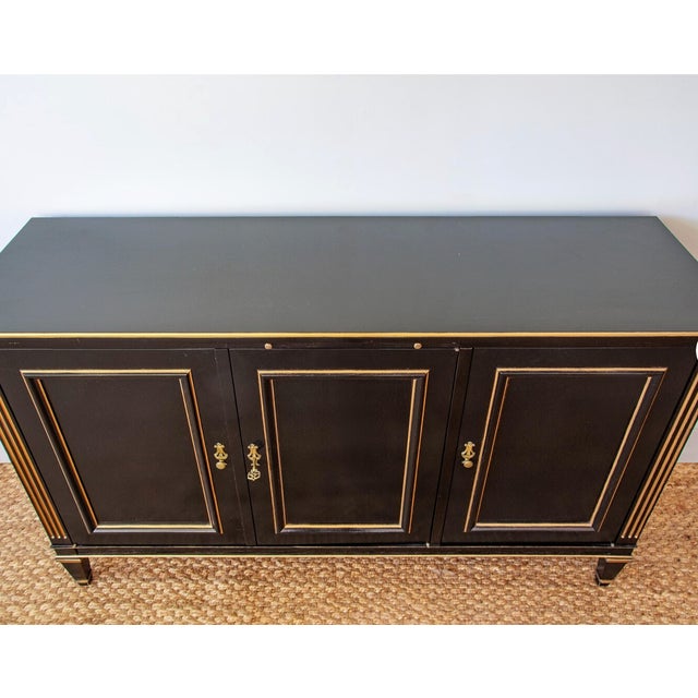 Hollywood Regency Vintage Black Lacquer and Gilt Sideboard For Sale - Image 3 of 5
