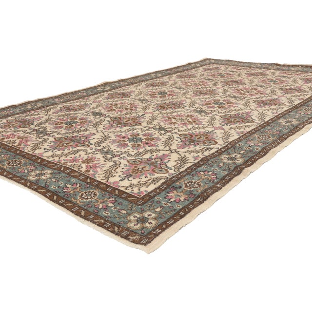 52573 Vintage Turkish Sivas Rug, 05'08 x 10'00. The Connoisseur’s Garden: A Vintage Turkish Sivas Masterpiece of Floral...