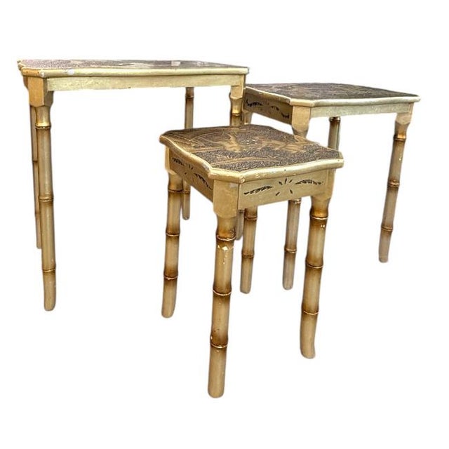 Vintage Faux Bamboo Monkey Nesting Tables – Set of Three For Sale In West Palm - Image 6 of 9