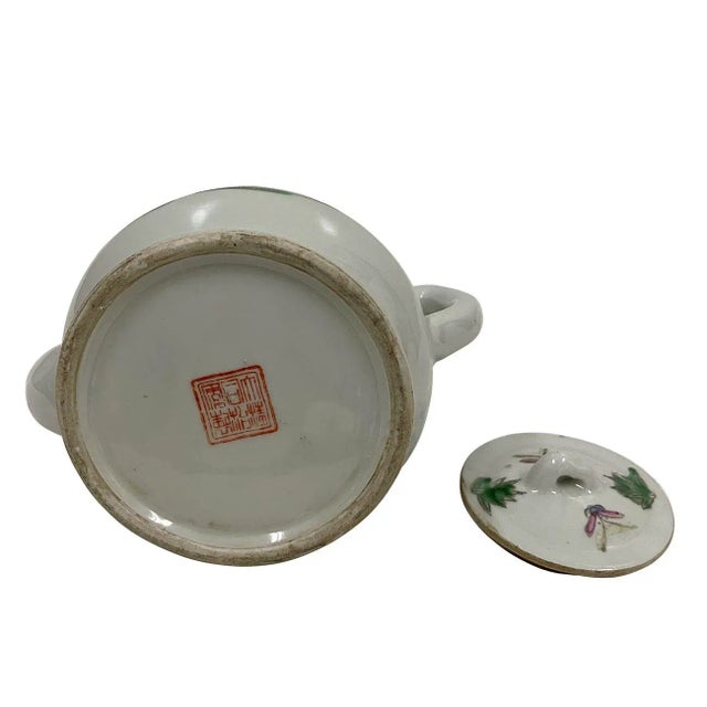 Ceramic Antique Chinese Porcelain Tea Pot For Sale - Image 7 of 9