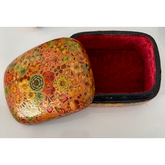 Kashmir Painted & Decoupage Boxes, 3/Set For Sale - Image 4 of 6