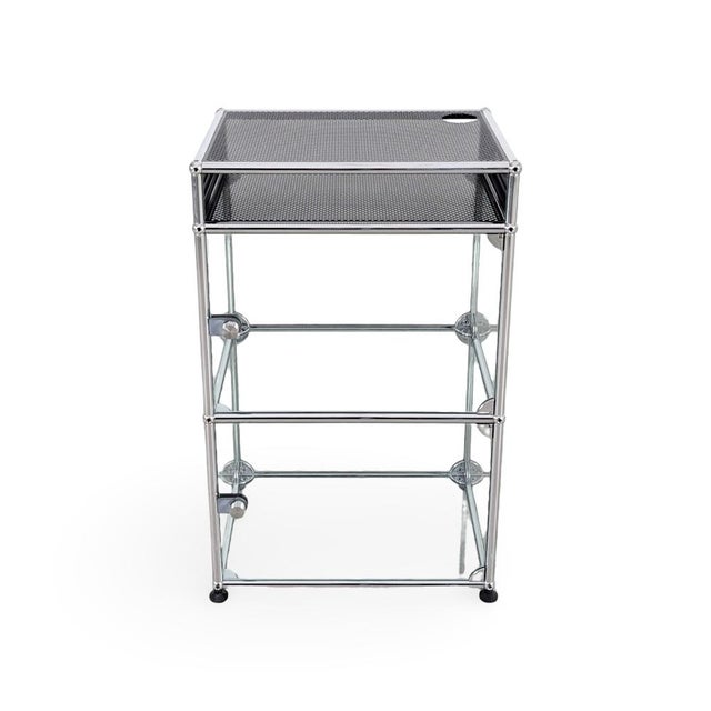 Hifi Metal Record Cabinet in Glass by Fritz Haller for USM Haller For Sale - Image 9 of 9