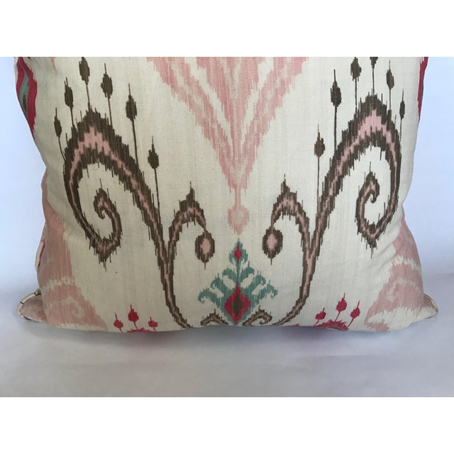 Textile Pink & Brown Ikat Cotton Down Filled Pillows - A Pair For Sale - Image 7 of 9