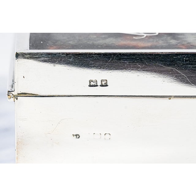 Beautiful Faux Tortoiseshell Antique Sterling Silver Cigarette Box Tobacciana For Sale - Image 14 of 16