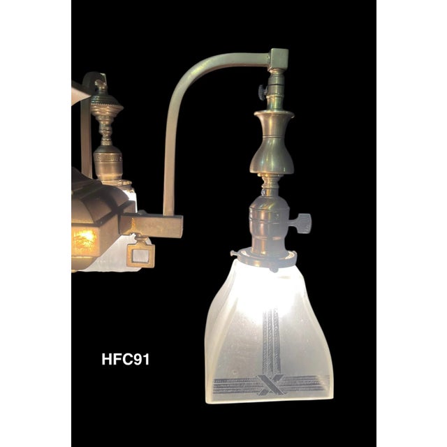 Mission Brass Four Light Chandelier For Sale In South Bend - Image 6 of 7