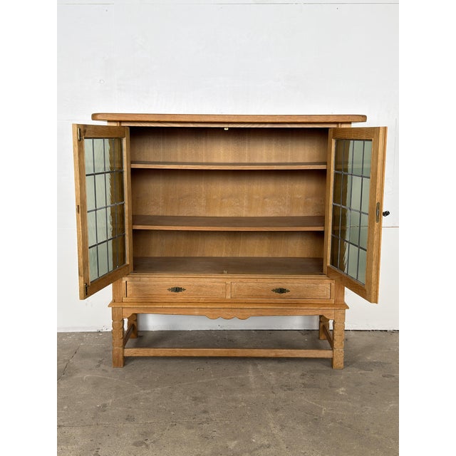Mid-Century Danish Brutalist Oak Display Cabinet from Henning Kjærnulf, 1960s, in Good conditions. Designed 1960 to 1969 I...
