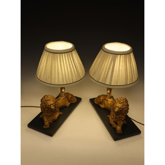 Mid 19th Century Gilt Bronze Lion Table Lamps attributed to Henri Picard, Paris, 1860s, Set of 2 For Sale - Image 5 of 18