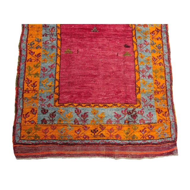 Textile Vintage Hand-Knotted Turkish Prayer Rug - Rare Early-1900s Collector Piece With Tree-of-Life Motif For Sale - Image 7 of 10