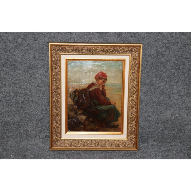 Beautiful Signed Oil on Board Early 1900s Era Painting of Young Woman For Sale In Philadelphia - Image 6 of 12