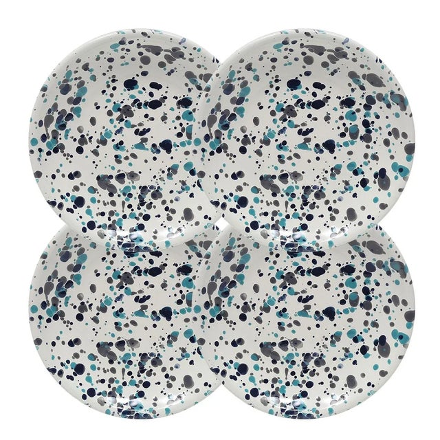 Not Yet Made - Made To Order Crow Canyon Home Enamelware, Catalina 8.25" Coupe Salad Plates in Blue Tides - Set of 4 For Sale - Image 5 of 5