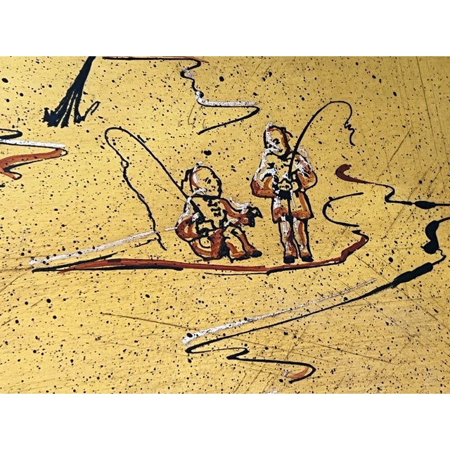 Wood Vintage Tole Chinoiserie Tray Table With Faux Bamboo Collapsible Stand For Sale - Image 7 of 12