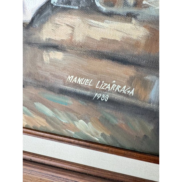 Mexican Manuel Lizarraga Mexican Woman Portrait Oil Painting 1988 For Sale - Image 3 of 11
