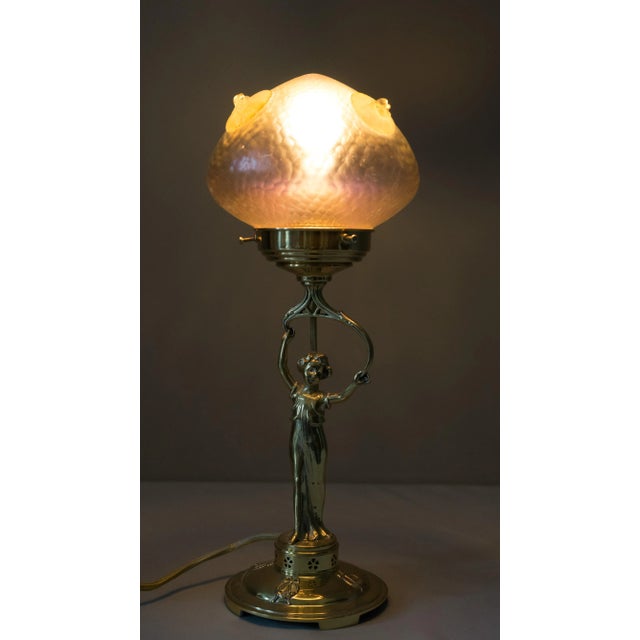 Jugendstil Table Lamp with Loetz Glass Shade, 1908 For Sale - Image 9 of 18
