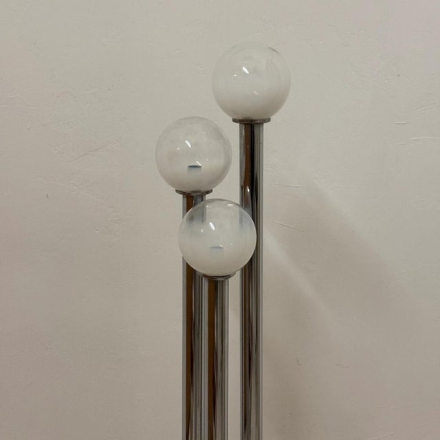 Space Age Floor Lamp in Chromed Metal and Glass Spheres, 1970s For Sale - Image 3 of 8