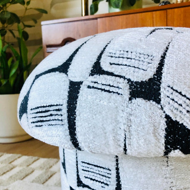 Mushroom Ottoman in "Parlay" Specialty Fabric For Sale - Image 4 of 9