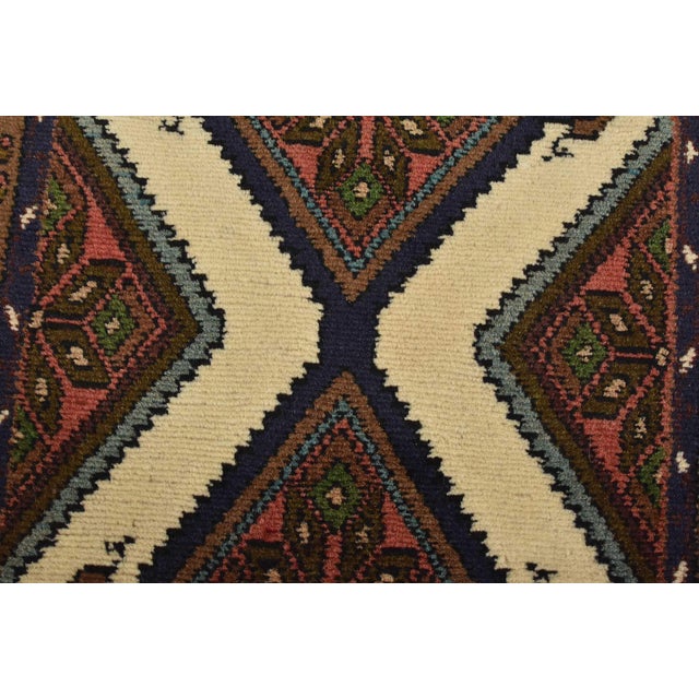 Ivory Hamedan Runner 2’8” X 9′ Ivory Wool Vintage Tribal Hand-Knotted Oriental Rug For Sale - Image 8 of 12