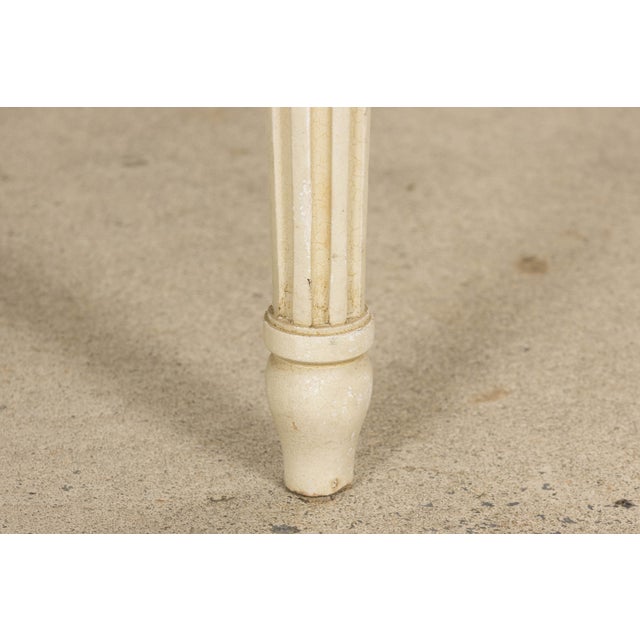 Pair of Antique French Louis XVI Style Painted Side Chairs in Blue Stripe For Sale - Image 9 of 18