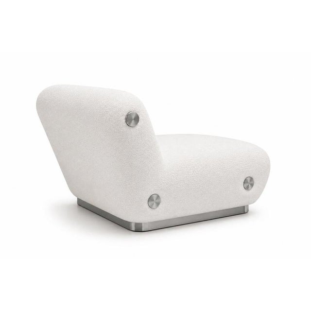 Contemporary Tend Lounge Chair in Boucle Fabric with Wood and Steel by Christophe Perichon For Sale - Image 3 of 7